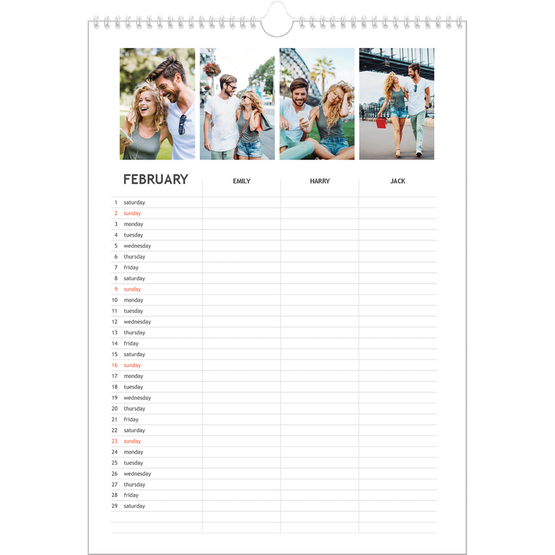 Simple Planner Family of 3 Calendar A4
