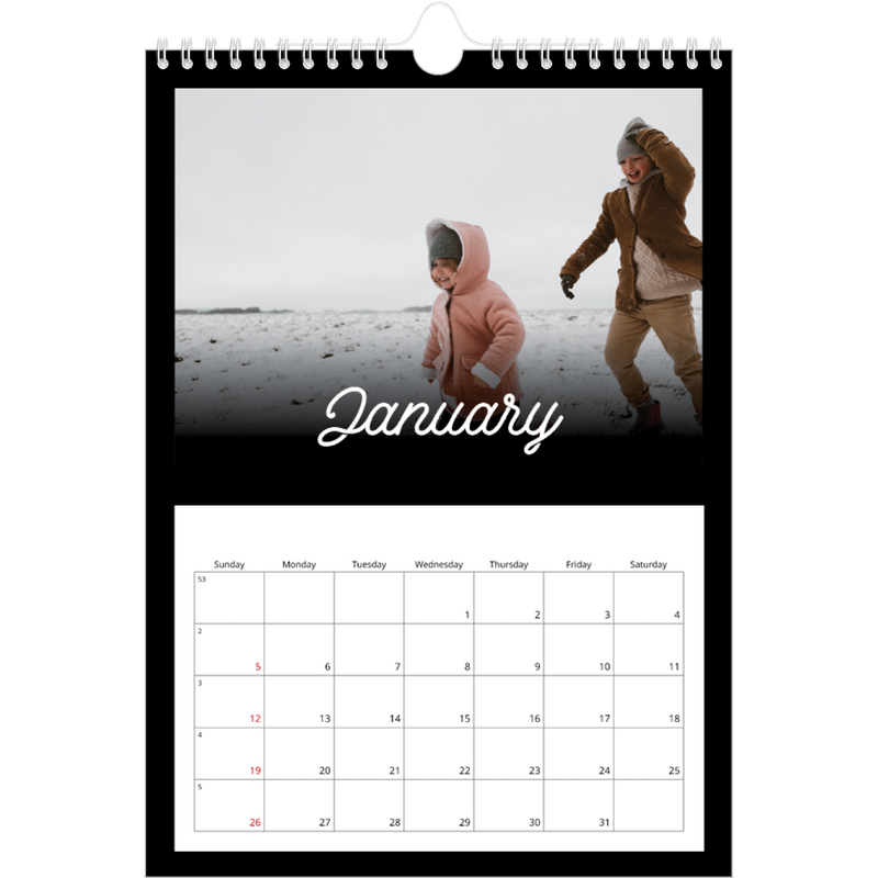 Black minimal Calendar A4